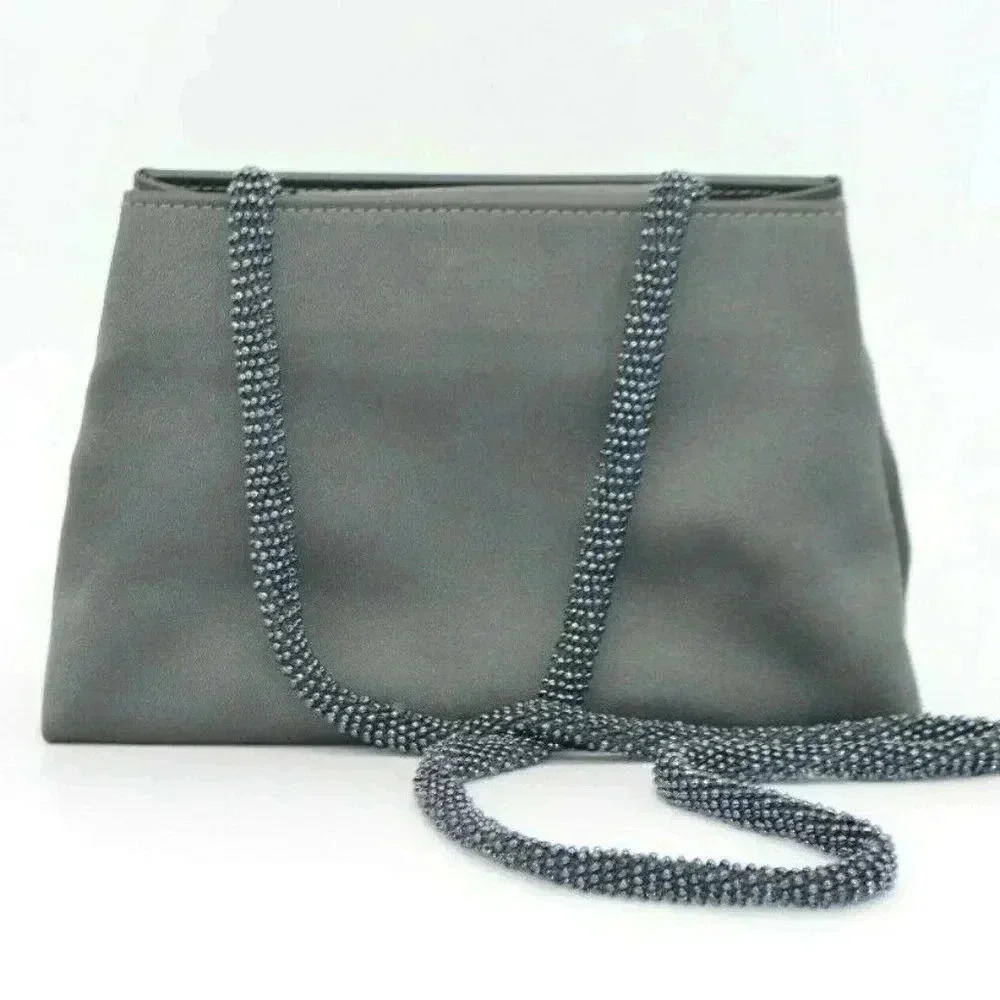 Arleen C Gray Sateen Seed Bead Strap Vintage Eveni